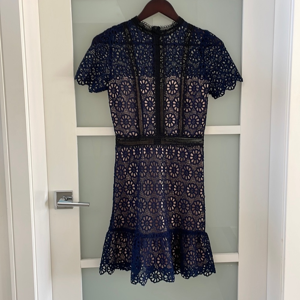 Cocktail Dress Size Small, Black, Navy and Cream